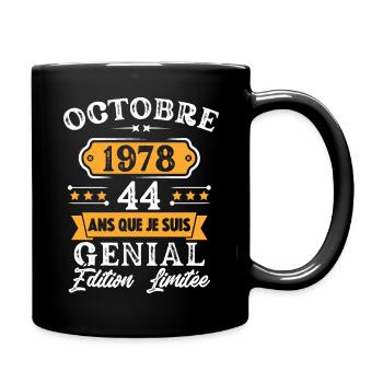 Cadeau D'anniversaire 44 Ans Octobre 1978 Rétro - Mug uni - noir - Droite