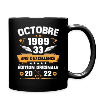 Octobre 1989 Idée cadeau d'anniversaire 33 ans - Mug uni - noir - Droite