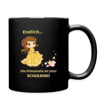 Endlich, die Prinzessin ist jetzt Schulkind - Tasse einfarbig - Schwarz - Rechts