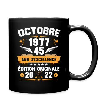 Octobre 1977 Idée Cadeau D'anniversaire 45 Ans - Mug uni - noir - Droite