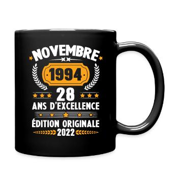 Cadeau D'anniversaire 28 Ans Novembre 1994 Rétro - Mug uni - noir - Droite