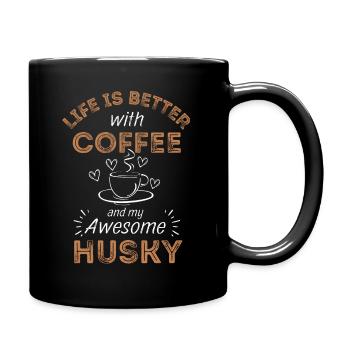 Husky Coffee Dog Cafe - Full Colour Mug - black - Right