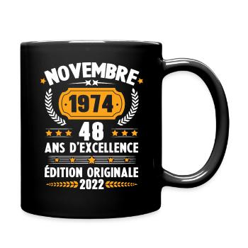 Cadeau D'anniversaire Rétro 48 Ans Novembre 1974 - Mug uni - noir - Droite