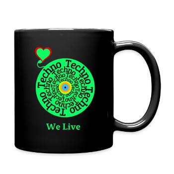 Wer ihn Lebt kennt es, Techno - Tasse einfarbig - Schwarz - Rechts