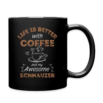 Schnauzer Kaffee Hund Cafe - Tasse einfarbig - Schwarz - Rechts