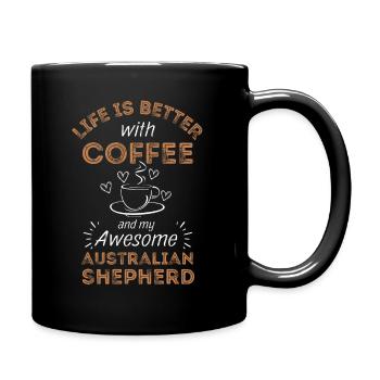 Australischer Schäferhund Kaffee Hund Cafe - Tasse einfarbig - Schwarz - Rechts