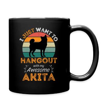 Akita Retro Vintage Dog - Full Colour Mug - black - Right