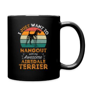 Airedale Terrier Retro Vintage - Tasse einfarbig - Schwarz - Rechts