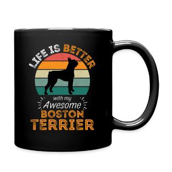 Legendärer Boston Terrier Vintage Retro - Tasse einfarbig - Schwarz - Rechts