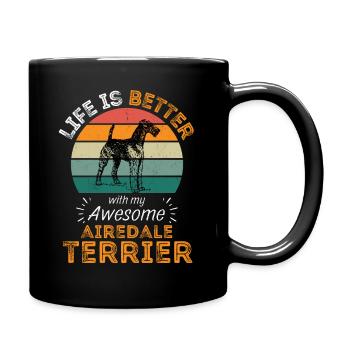 Airedale Terrier Retro Vintage - Tasse einfarbig - Schwarz - Rechts