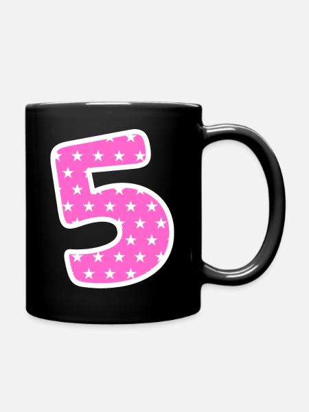 Zahl 5 - Tasse einfarbig - Schwarz