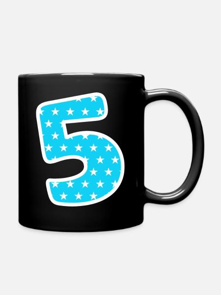 Zahl 5 - Tasse einfarbig - Schwarz