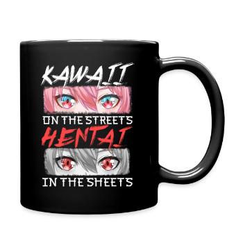 Kawaii on the streets - Hentai in the sheets - Tasse einfarbig - Schwarz - Rechts