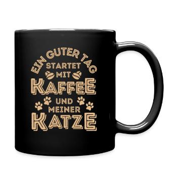Katze & Kaffee Katze Cafe - Tasse einfarbig - Schwarz - Rechts
