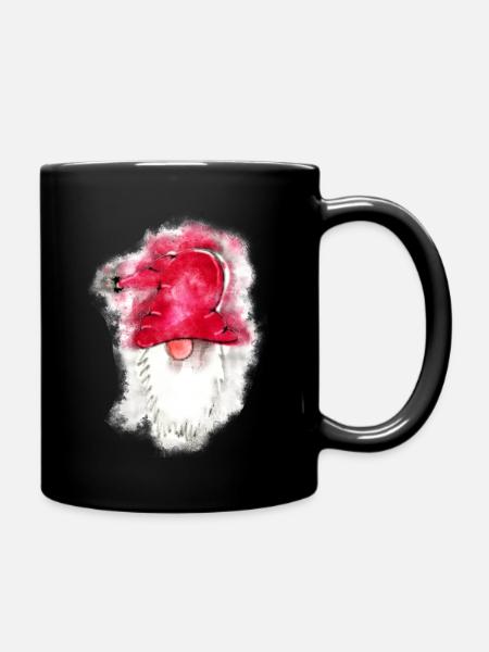 Gnom mit roter Mütze - Tasse einfarbig - Schwarz