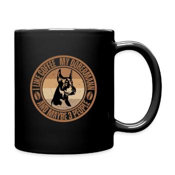 Dobermann Kaffee Hund Cafe - Tasse einfarbig - Schwarz - Rechts