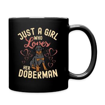 Cute Doberman puppy lover kawaii - Full Colour Mug - black - Right