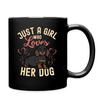 Süßer Dackel Liebhaber Kawaii - Tasse einfarbig - Schwarz - Rechts