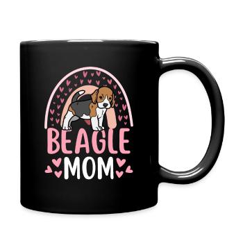 Beagle Mama Hund süßer Beagle kawaii - Tasse einfarbig - Schwarz - Rechts