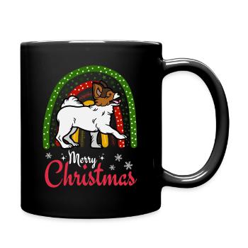 Süßer Papillon Hund Liebhaber Kawaii Weihnachten - Tasse einfarbig - Schwarz - Rechts