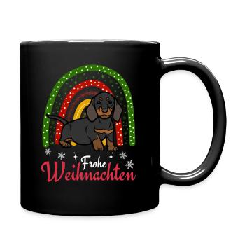 Cute Dachshund Christmas Puppy Kawaii - Full Colour Mug - black - Right