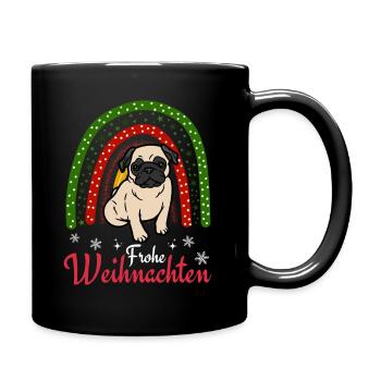 Weihnachten Süßer Mops Liebhaber Kawaii - Tasse einfarbig - Schwarz - Rechts