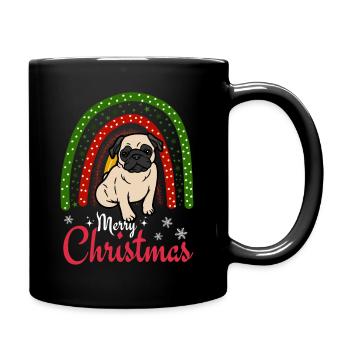 Weihnachten Süßer Mops Liebhaber Kawaii - Tasse einfarbig - Schwarz - Rechts