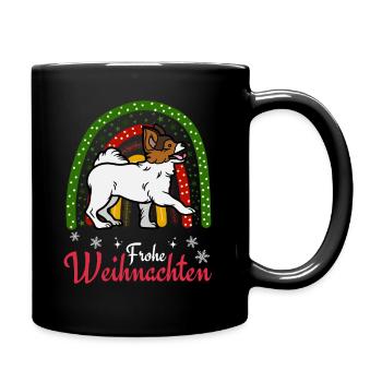 Süßer Papillon Hund Liebhaber Kawaii Weihnachten - Tasse einfarbig - Schwarz - Rechts