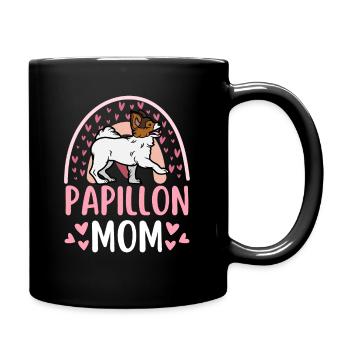 Süßer Papillon Hund Liebhaber Kawaii - Tasse einfarbig - Schwarz - Rechts