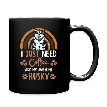 Sweet Husky Coffee Dog Cafe kawaii - Full Colour Mug - black - Right