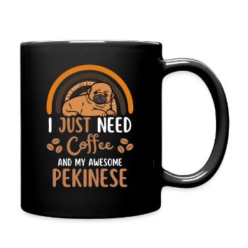 Sweet Pekinese Puppy Coffee Dog Cafe kawaii - Full Colour Mug - black - Right