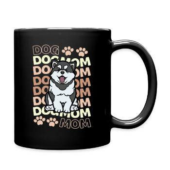 Süßer Husky Mama Kawaii - Tasse einfarbig - Schwarz - Rechts