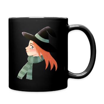 Halloween Manga Hexe mit roten Haaren - Tasse einfarbig - Schwarz - Rechts