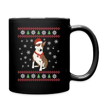 Süßer Bullterrier Liebhaber Kawaii Weihnachten - Tasse einfarbig - Schwarz - Rechts