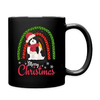 Bobtail Noël Chien de berger anglais - Mug uni - noir - Droite