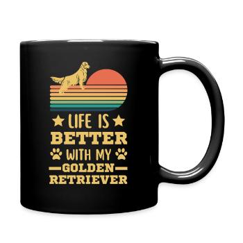 Golden Retriever Chien Rétro Vintage - Mug uni - noir - Droite