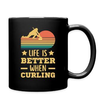 Curling rétro vintage - Mug uni - noir - Droite