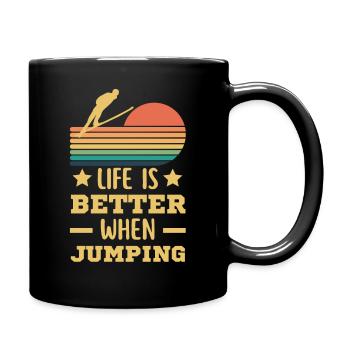 Ski jumping. Ski jumping on a ski holiday retro - Full Colour Mug - black - Right
