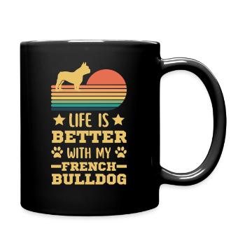 Français Bulldog style rétro vintage - Mug uni - noir - Droite