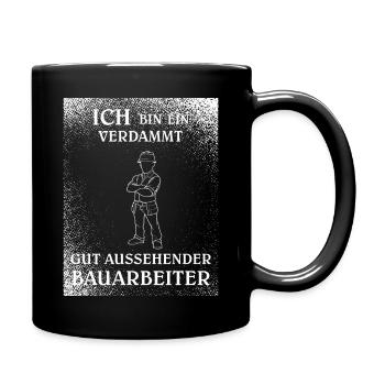Bauarbeiter gutaussehend Mann Arbeit - Tasse einfarbig - Schwarz - Rechts
