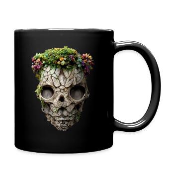 Crâne avec couronne de fleurs - Mug uni - noir - Droite