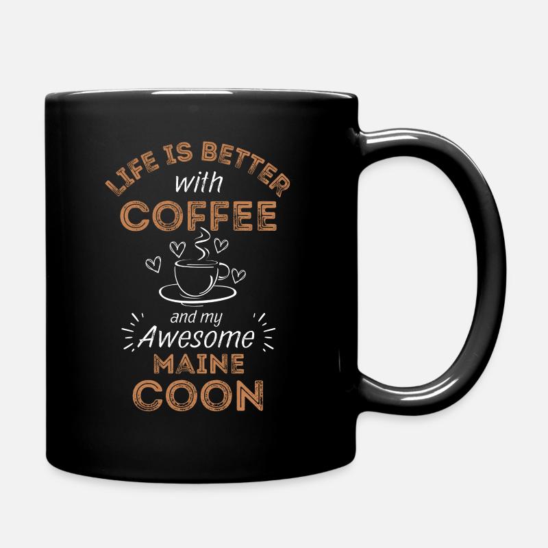 Maine Coon Katze Kaffee Cafe - Tasse einfarbig - Schwarz
