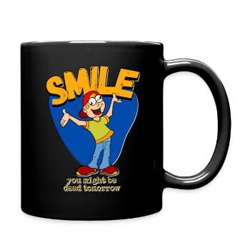 Lächeln - Tasse einfarbig - Schwarz - Rechts