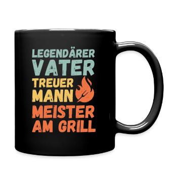 Ehemann Vater Papa Grillmeister BBQ Held Legende - Tasse einfarbig - Schwarz - Rechts