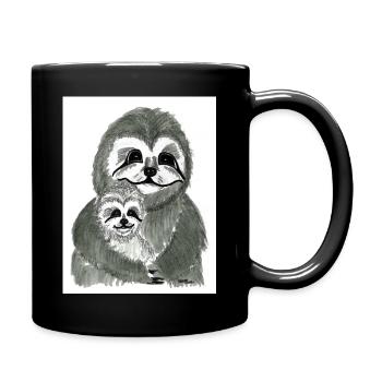 Sloth mom with sloth child - Full Colour Mug - black - Right