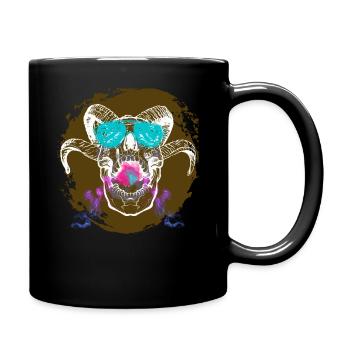Premium Neon Teufel Design - Tasse einfarbig - Schwarz - Rechts