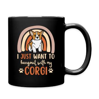 Sweet Welsh Corgi puppy lover kawaii - Full Colour Mug - black - Right