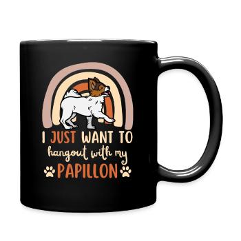 Süßer Papillon Hund Kawaii - Tasse einfarbig - Schwarz - Rechts