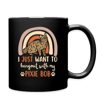 Cute Pixie Bob Cat - Full Colour Mug - black - Right