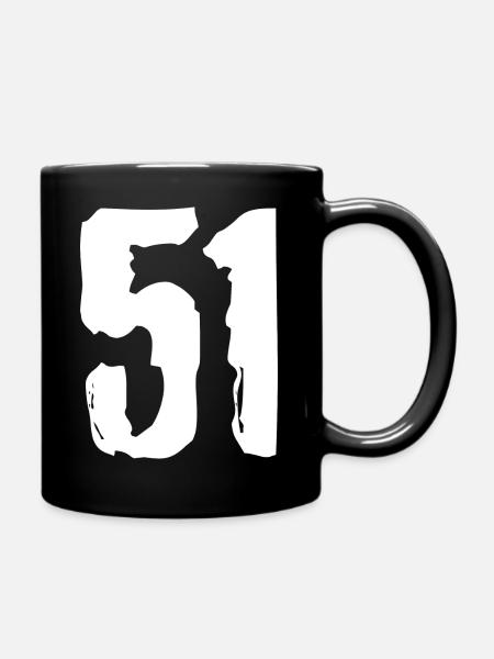 51 Zahl Trikot - Tasse einfarbig - Schwarz